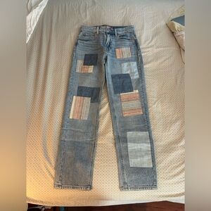 Lucky Brand Patchwork Jeans - boy mid rise relaxed straight